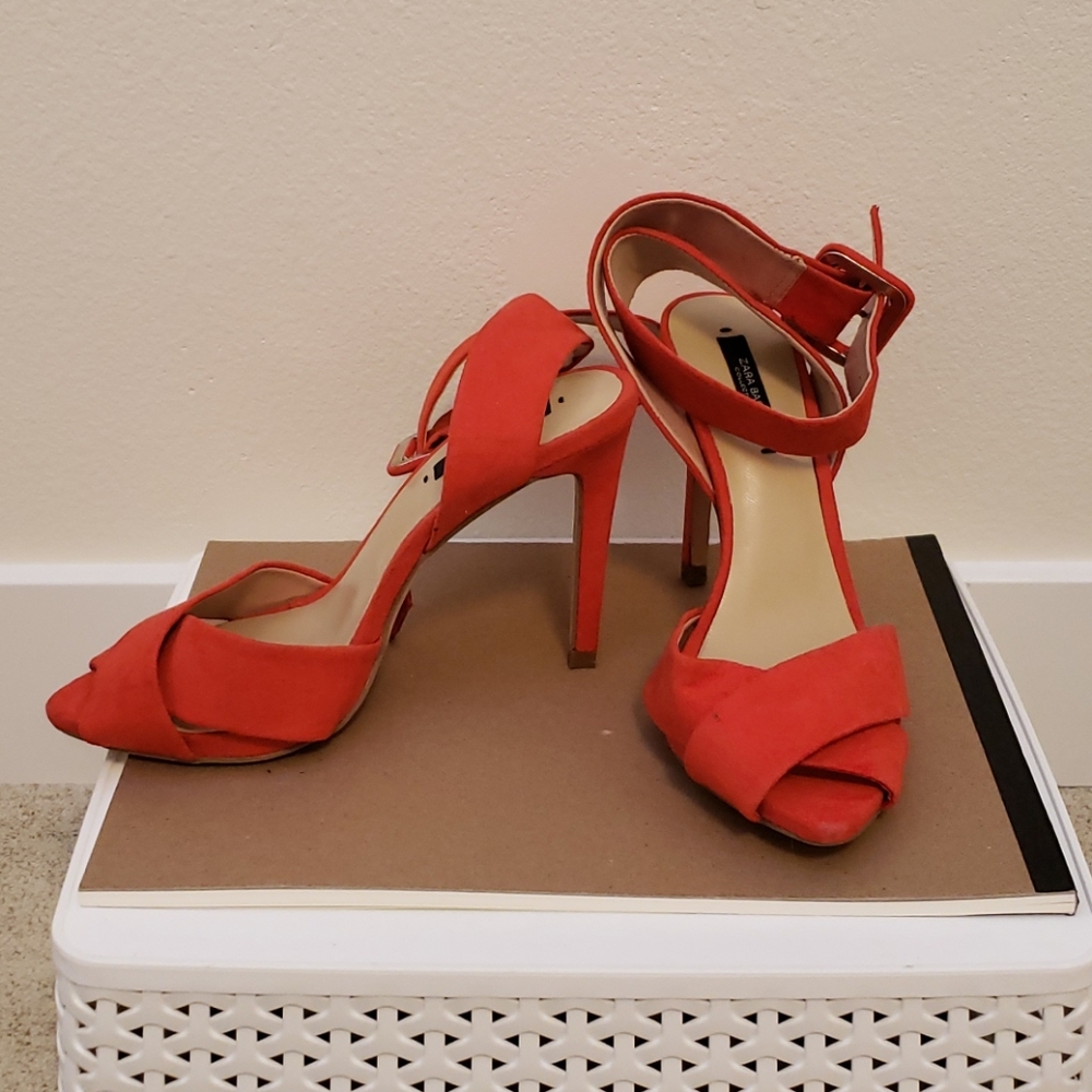 Red strappy sandals
